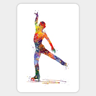 Boy Figure Skater Watercolor Sticker
